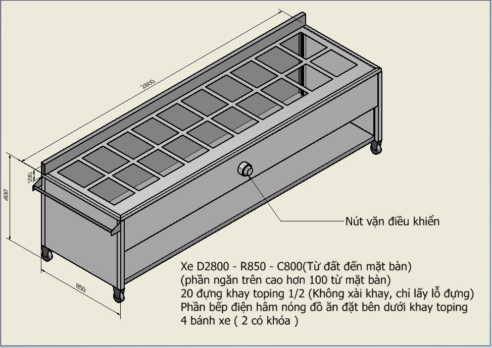 Quầy dài 2m4 hệ quầy hẹp Inox An