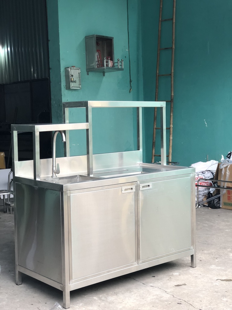Quầy pha chế 1m2 nhỏ gọn, dễ dàng di chuyển - Inox An (quán trà sữa, quán bar)